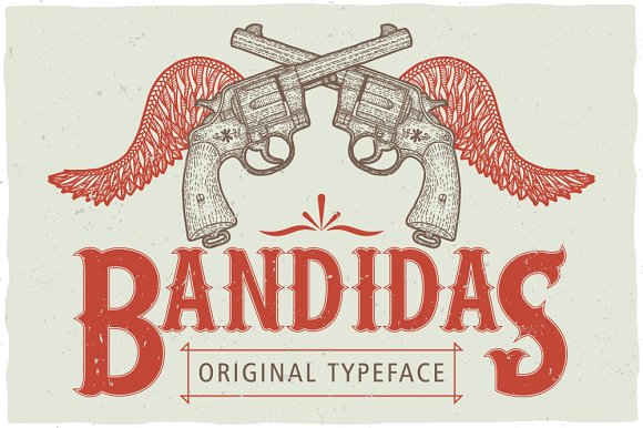 Пример шрифта Bandidas Label Font Rough